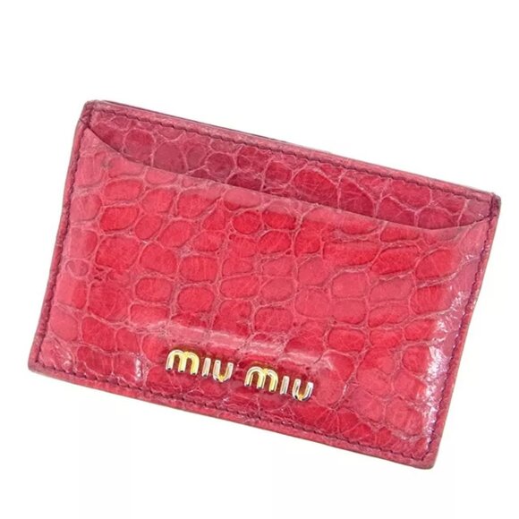 miumiu Card Case Red Woman Authentic Used Y857 - Picture 1 of 5